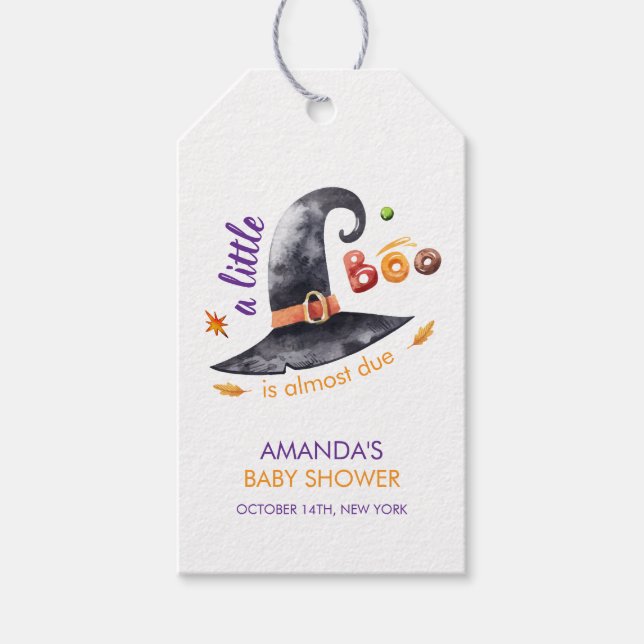 Fun Little Boo Witch Hat Fall Baby Dusche Geschenkanhänger (Vorderseite)