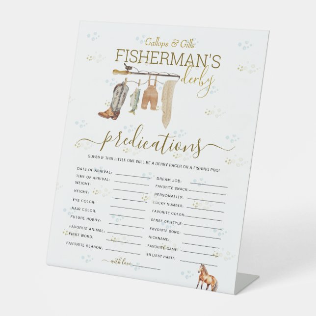 Fun Little Fisherman Derby Baby Shower Vorhersage Sockelschild (Vorderseite)