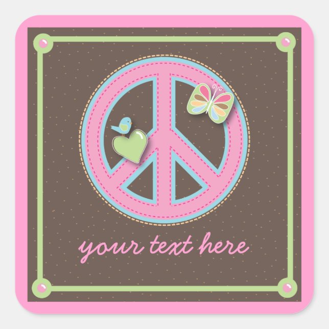 Fun Little Peace Sign Square Sticker (Vorderseite)