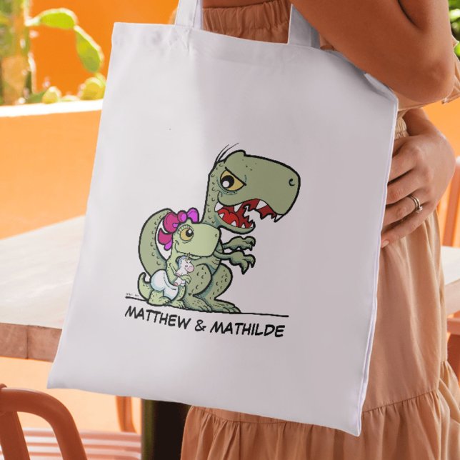 Fun Little Sister Cartoon T-Rex Dinosauriername Tragetasche (Fun Little Sister Cartoon T-Rex Dinosaur Name Tote Bag)