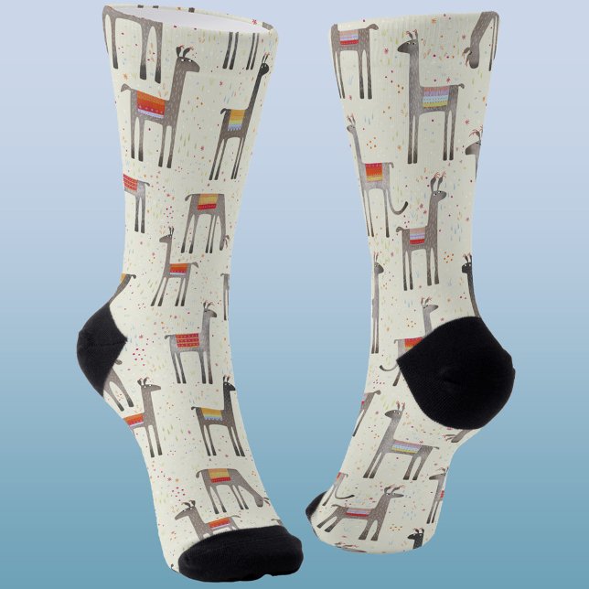 Fun Llama Alpaca Muster Socken (Llama alpaca pattern socks)
