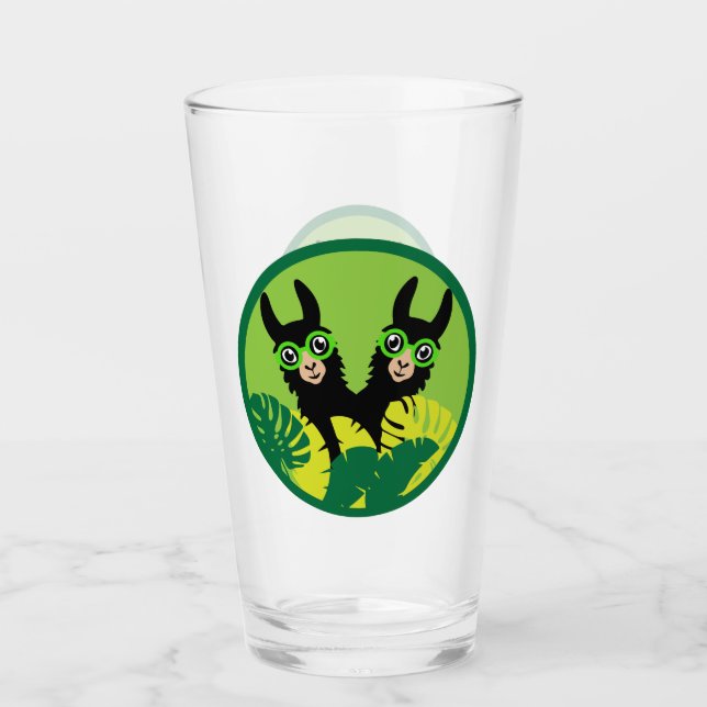 Fun Llama Alpaca Zuhause und Leben Glas (Vorderseite)