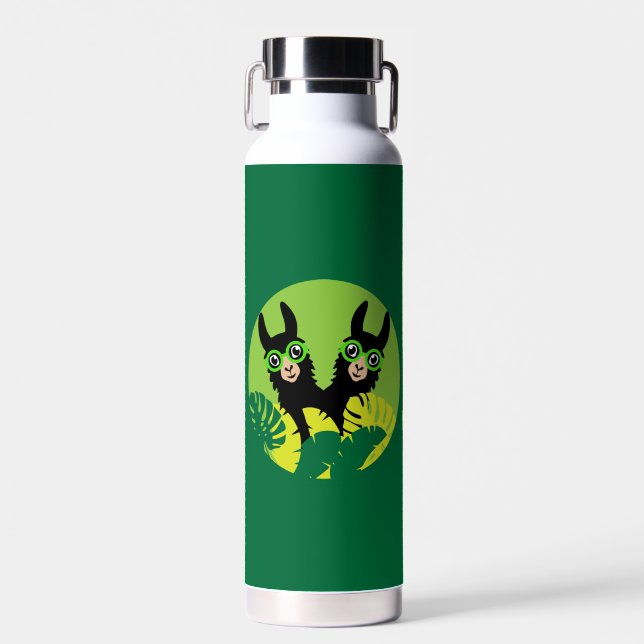 Fun Llama Alpaca Zuhause und Leben Trinkflasche (Vorne)
