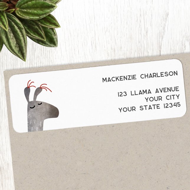 Fun Llama Rücksendeadresse (Fun llama custom return address label sticker)