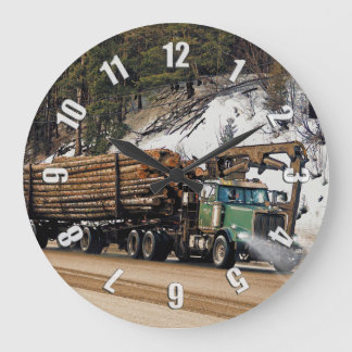 Fun Log In - Log Out Login Trucker Art Design Große Wanduhr