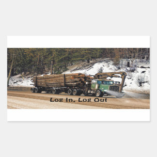 Fun Log In - Log Out Login Trucker Art Design Rechteckiger Aufkleber