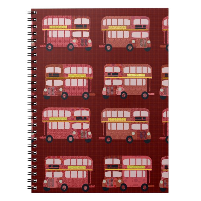Fun London Double Decker Bus Cartoon Muster Notizblock (Vorderseite)