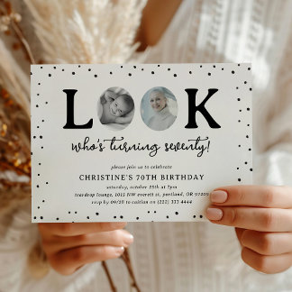 Fun Look's Who's 70' 2 x photo 70th Birthday Einladung