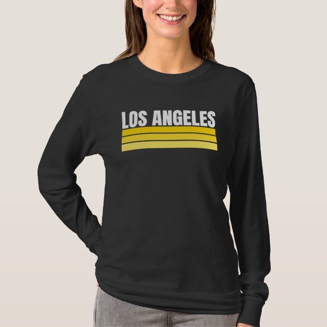 Fun Los Angeles Royal Blue Yellow Retro Striped Ho T-Shirt (Vorderseite)