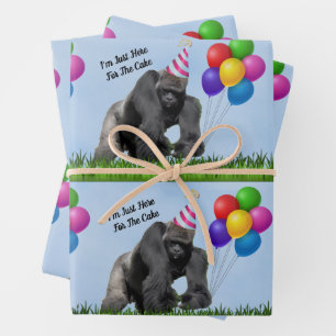 Fun Love Birthday Gorilla - Packpapier Blätter