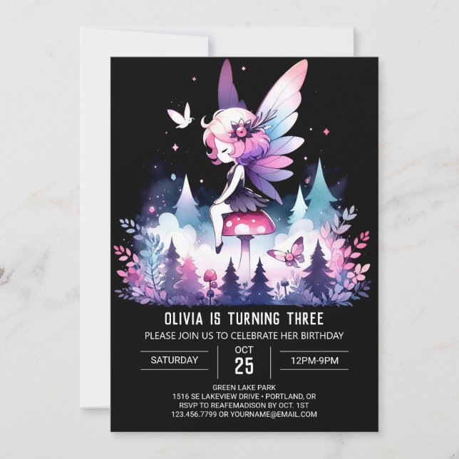 Fun Magical Fairy Birthday Einladung (Vorderseite)