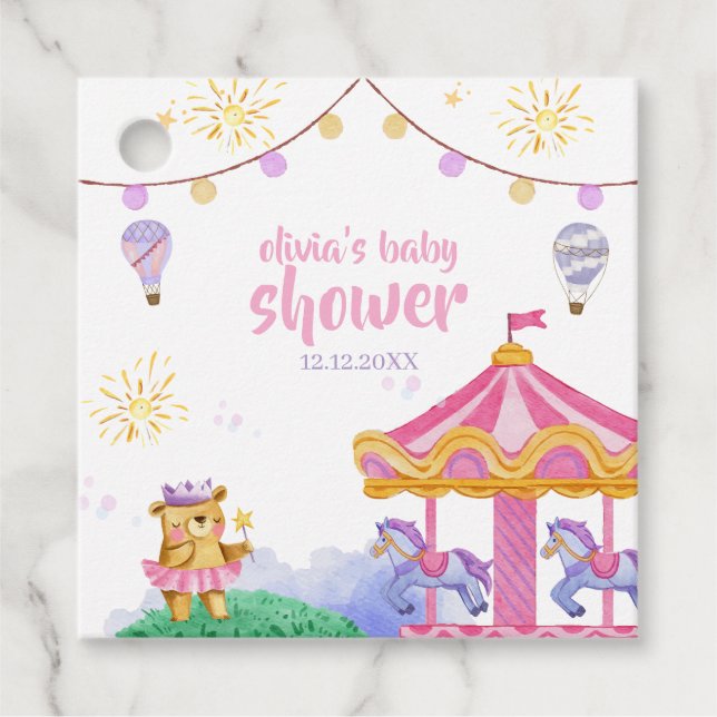 Fun Magical Hot Air Ballon Carousel Baby Dusche Geschenkanhänger (Vorderseite)