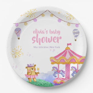 Fun Magical Hot Air Ballon Carousel Baby Dusche Pappteller