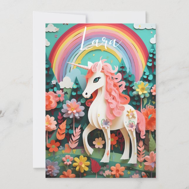 Fun Magical Rainbow Unicorn Einladung (Vorderseite)