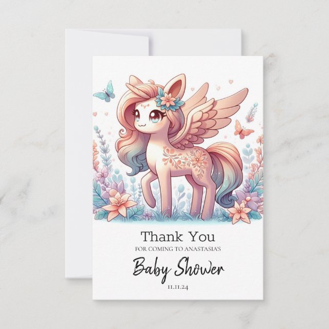 Fun Magical Unicorn Kinderdusche Dankeskarte (Vorderseite)