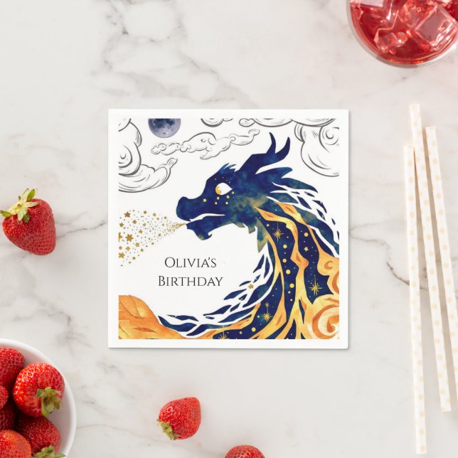 Fun Majestic Dragon Birthday Serviette (Beispiel)