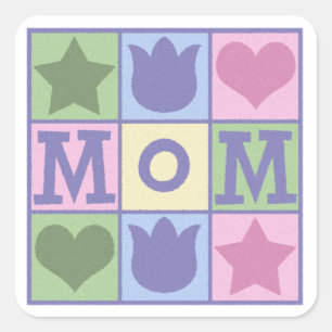 Fun Mama Quilt Squares Muttertag Quadratischer Aufkleber
