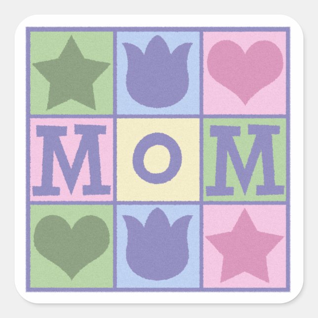 Fun Mama Quilt Squares Muttertag Quadratischer Aufkleber (Vorderseite)