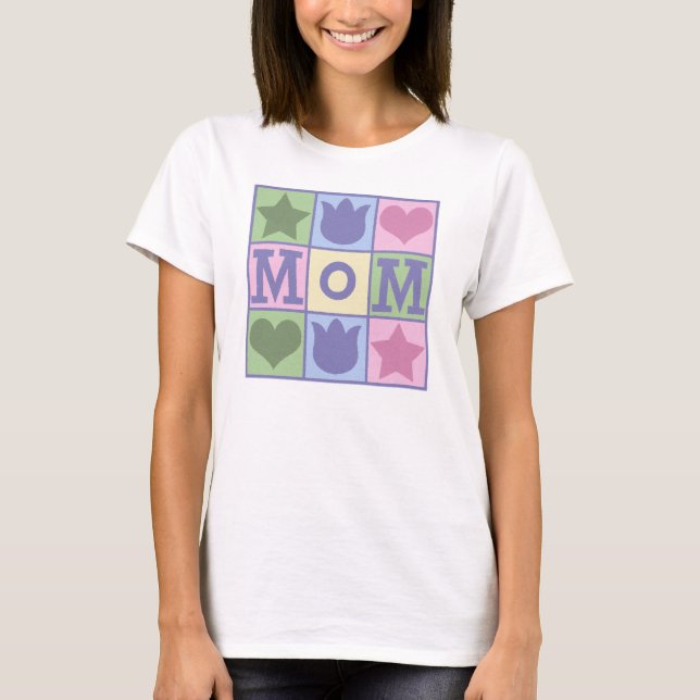 Fun Mama Quilt Squares Pink Ringer T - Shirt (Vorderseite)