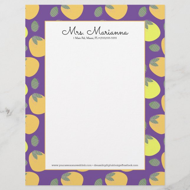 Fun Mango Orange Yellow Fruit Briefbogen (Vorderseite)