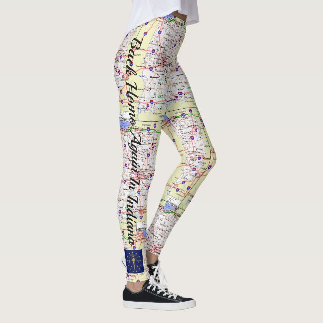 Fun Map Back Zuhause wieder in Indiana Leggings (Rechts)