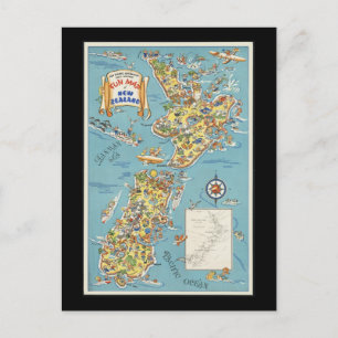 Fun Map von Neuseeland Postkarte