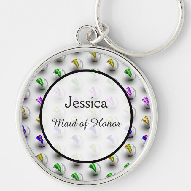 Fun Marbles farbenfrohe Muster Wedding Keepake Schlüsselanhänger (Vorne)