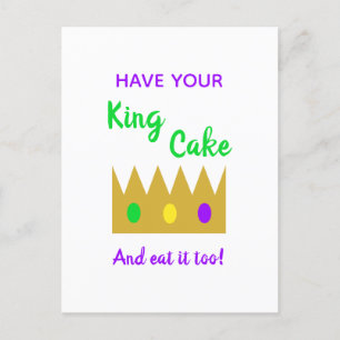 Fun Mardi Gras haben Ihren Königskuchen und essen  Postkarte