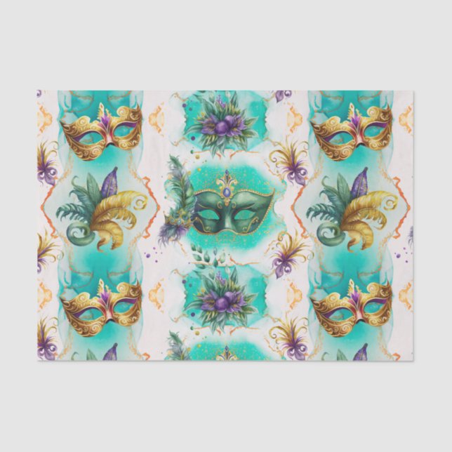 Fun Mardi Gras Masks Seidenpapier (Vorderseite)