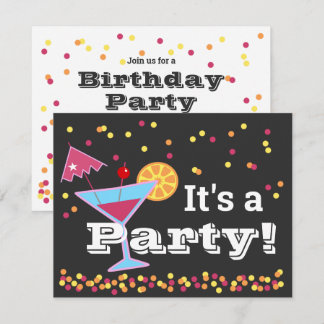 Fun Martini Umbrella Confetti Geburtstag Einladung
