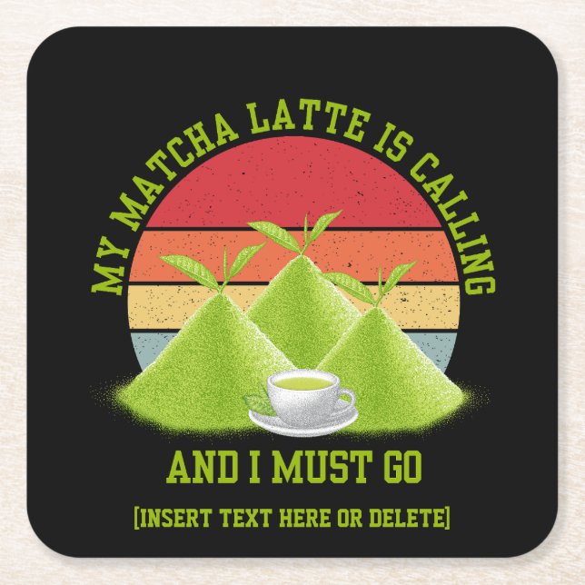 Fun MATCHA Berge rufen Latte Drinker Rechteckiger Pappuntersetzer (Vorderseite)