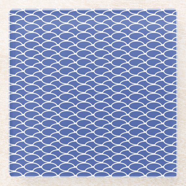 Fun Medium Blue Scalloped Creves Glasuntersetzer (Vorderseite)