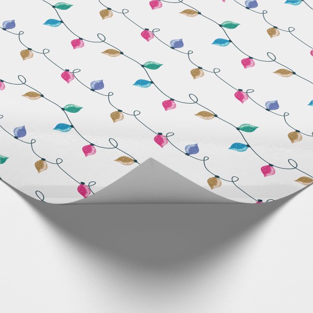 Fun mehrfarbig Swirling Glitzer Weihnachtsbeleucht Geschenkpapier (Ecke)