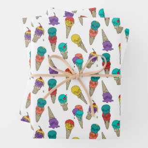 Fun Melty Summer Goth Skull Ice Creme Juwel weiß Geschenkpapier Set