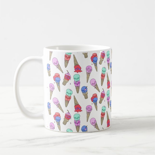 Fun Melty Summer Goth Skull Ice Creme Pastellweiß Kaffeetasse (Links)