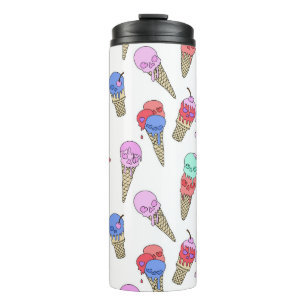 Fun Melty Summer Goth Skull Ice Creme Pastellweiß Thermosbecher