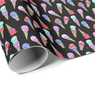 Fun Melty Summer Goth Skull Ice Pastellschwarz Geschenkpapier