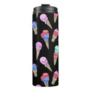 Fun Melty Summer Goth Skull Ice Pastellschwarz Thermosbecher