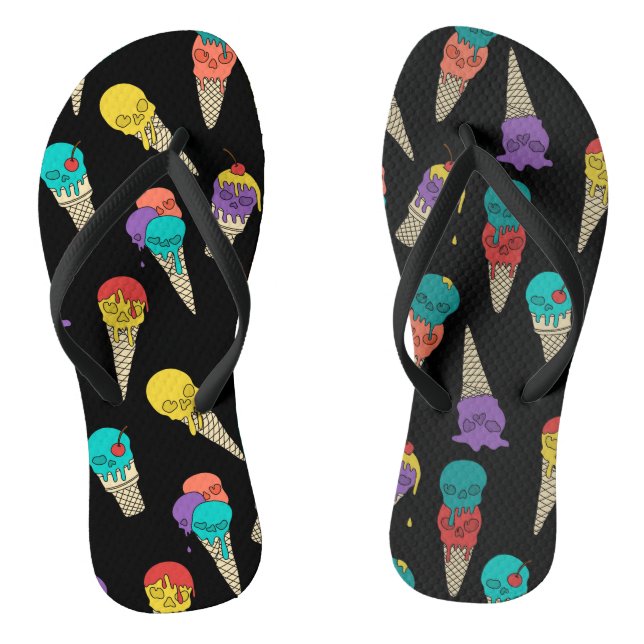 Fun Melty Summer Goth Skull Ice Schmuck schwarz Flip Flops (Fußbett)