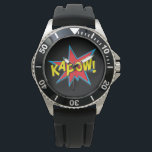 Fun Men's Superhero Comic Buch Kapow Black Armbanduhr<br><div class="desc">Fun Superhero Comic Buch Kapow Black Watch</div>