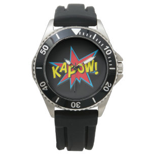 Fun Men's Superhero Comic Buch Kapow Black Armbanduhr