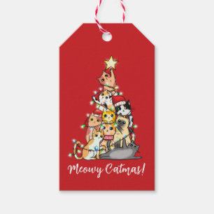 Fun Meowy Catmas Katzen Weihnachtsbaum Custom Geschenkanhänger