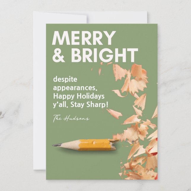 Fun Merry & Bright Holiday Feiertagskarte (Vorderseite)
