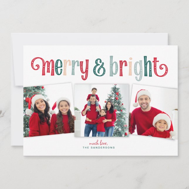 Fun Merry & Bright Rot/Grüne Typografie (Vorderseite)