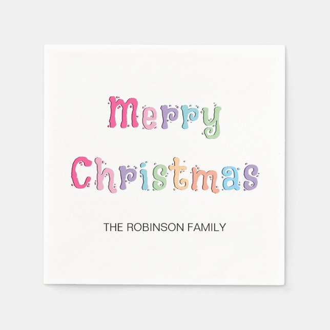 Fun Merry Christmas Multicolor Paper Napkins Serviette (Vorderseite)