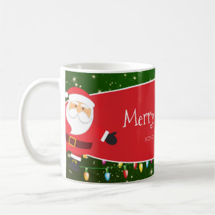 Fun Merry Christmas Santa Last Name Red and Green Kaffeetasse