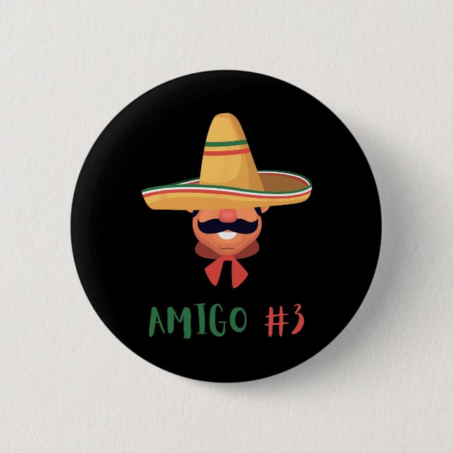 Fun Mexican Amigo #3 Group Matching Diy Halloween Button (Vorderseite)