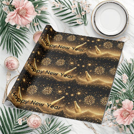 Fun Midnight Gold Champagne Dreams Happy New Year Geschenkpapier