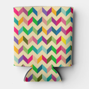 Fun Mini Retro Regenbogen Zickzack Muster Schaumst Dosenkühler
