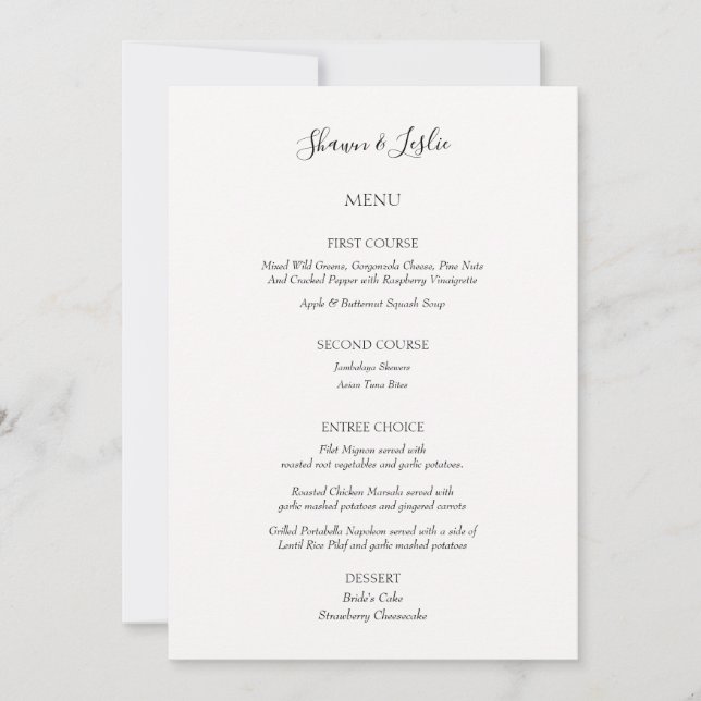 Fun Minimalistisch Wedding Three Courts Menu Einladung (Vorderseite)